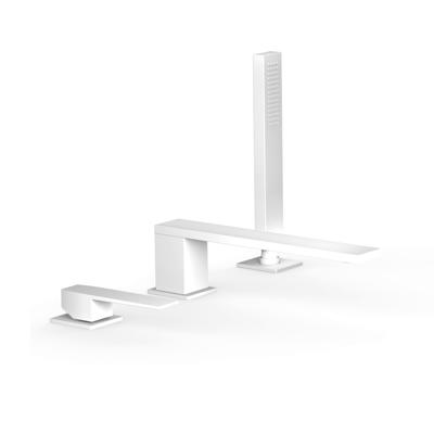 Badrandkraan Tres Slim Exclusive met Handdoucheset Rechte Uitloop 22 cm Mat Wit Tres Badrandkraan Tres Slim Exclusive met Handdoucheset Rechte Uitloop 22 cm Mat Wit Tres