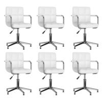 Eetkamerstoelen draaibaar 6 st kunstleer wit - thumbnail