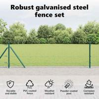 VidaXL Afrasteringspaal groen 10 x 0,5 m (25 x 25 mm gaas) staal - thumbnail