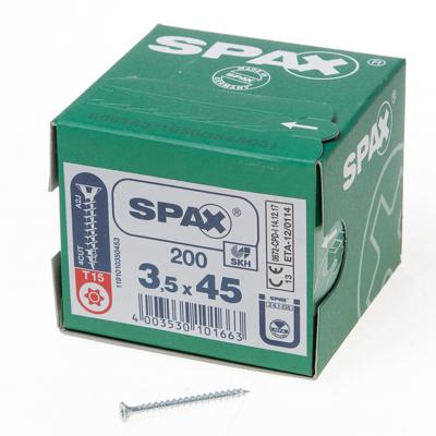 200 Spax schroeven 3,5x45mm voldraad verzonken kop T20