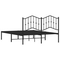 Bedframe met hoofdbord metaal zwart 140x190 cm - thumbnail
