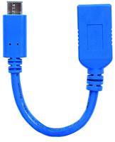 Manhattan USB 2.0, USB 3.2 Gen 1 (USB 3.0) Adapter [1x USB 3.2 Gen 1 bus A (USB 3.0) - 1x USB-C stekker] 353540 15.00 cm Afgeschermd (enkel), Folie afscherming - thumbnail