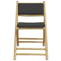 3-delige Bistroset inklapbaar met kussens bamboe donkergrijs - thumbnail