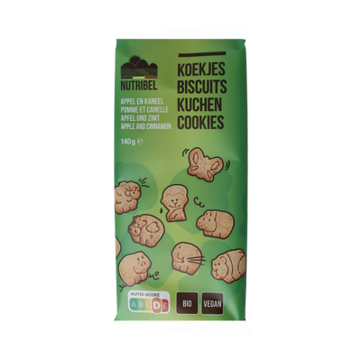 Nutribel Kinderkoekjes appel kaneel bio 140 Gram