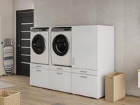 Kast WASHING 2 machines naast elkaar met kast 1 deur 2 lades MEDIUM wit - thumbnail