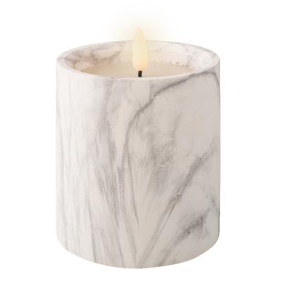 Ledkaars Marble wit 12,5cm hoog
