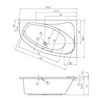 Ligbad Riho Lyra 153 x 100 cm LINKS wit - thumbnail