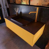 Badkamermeubelset Mondiaz Erin 100 cm met 1 Lade met RIDGE Wastafel Midden Urban met 1 kraangat Greeploos Mat Ocher - thumbnail