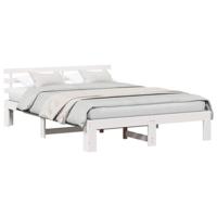 Bedframe met hoofdeinde Wit 160 x 200 cm Massief grenenhout - thumbnail