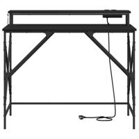 Bureau met plank Zwart eiken 100 x 50 x 86.5 cm Bewerkt hout - thumbnail