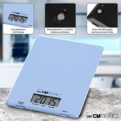 Clatronic KW 3626 LCD Keukenweegschaal Digitaal Weegbereik (max.)=5 kg Lichtblauw 220 x 150 x 16