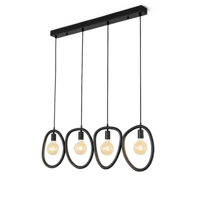 Ylumen Hanglamp Pebble 4 lichts L 140 cm mat zwart
