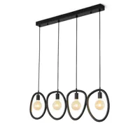 Ylumen Hanglamp Pebble 4 lichts L 140 cm mat zwart - thumbnail