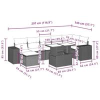 8-delige Loungeset met kussens poly rattan lichtgrijs - thumbnail