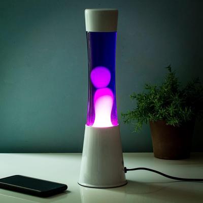 Lavalamp wit met paarse vloeistof en witte lava