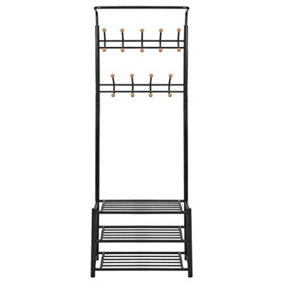 Kledingrek met schoenenopberger 68x32x182,5 cm zwart Kledingrek met schoenenopberger 68x32x182,5 cm zwart