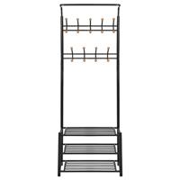 Kledingrek met schoenenopberger 68x32x182,5 cm zwart - thumbnail