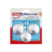 tesa POWERSTRIPS® Zelfklevende haak Small Rond Chroom (mat) Inhoud: 3 stuk(s) - thumbnail