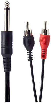Monacor 0060360 Audio Adapterkabel [2x Cinch-stekker - 1x Jackplug male 6,3 mm (mono)] 3 m Zwart