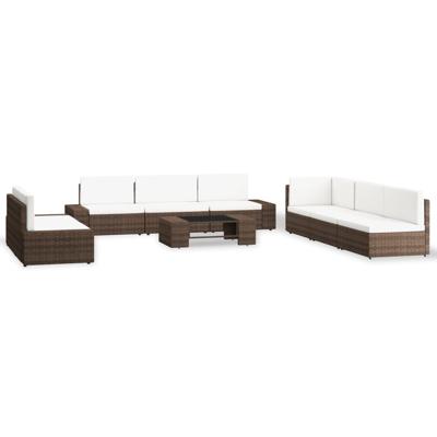 9-delige Loungeset poly rattan bruin