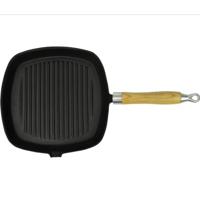 VidaXL Grillpan met houten handvat gietijzer 20x20 cm - thumbnail