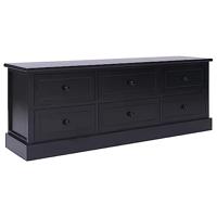 Tv-meubel 108x30x40 cm massief paulowniahout zwart - thumbnail