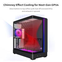 Montech king 45 pro midi tower behuizing (zwart | 2x usb-a | 1x usb-c | rgb | window) - thumbnail