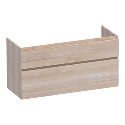 Brauer Delight - Onderkast - 120 cm - met 2 Softclose Lades Greeploos en 1 Sifon Uitsparing - Lamellen Eiken Wit