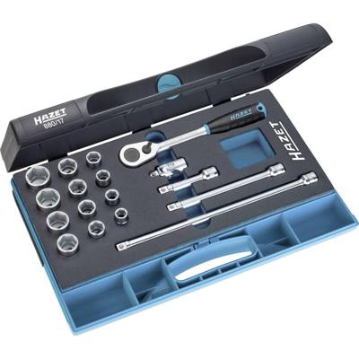HAZET Dopsleutelset 880/17 · 3/8 inch (10 mm) vierkant hol · Buiten-zeskant-tractieprofiel · 17-delig · 10 - 22