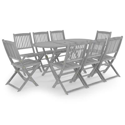 9-delige Tuinset massief acaciahout grijs