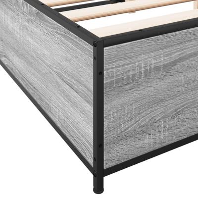 Bedframe bewerkt hout metaal grijs sonoma eiken 120x200 cm - thumbnail
