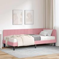 Hoekbedframe met matras Roze 100 x 200 cm Fluweel - thumbnail