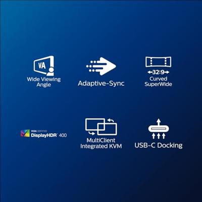 Philips Monitore Brilliance P-line 499P9H LED-monitor Energielabel G (A - G) 124 cm (48.8 inch) 5120 x 1440 Pixel 32:9 5 ms USB-A 3.2 Gen 2, USB-C, HDMI,