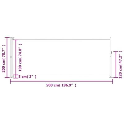 VidaXL Tuinscherm uittrekbaar 200x500 cm grijs