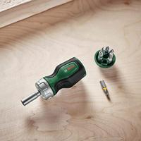 Bosch Groen Compacte ratelschroevendraaier met 6 bits - 1600A027PK - thumbnail