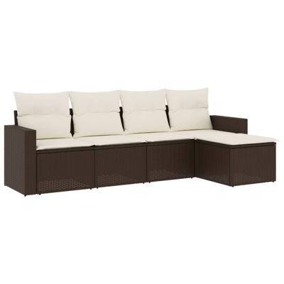 6-delige Loungeset met kussens poly rattan bruin