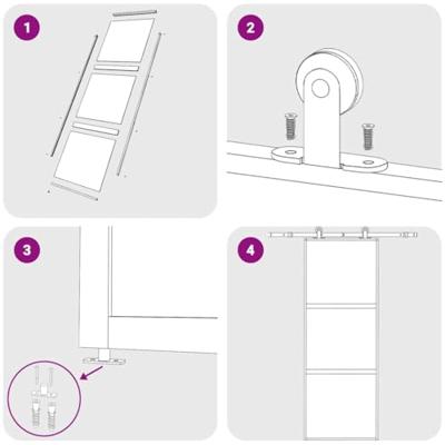 Schuifdeur 76x205 cm gehard glas en aluminium wit - thumbnail