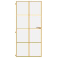 VidaXL Binnendeur smal 93x201,5 cm gehard glas en aluminium goudkleur - thumbnail