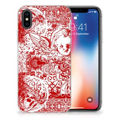 Silicone Back Case Apple iPhone X | Xs Angel Skull Rood Silicone Back Case Apple iPhone X | Xs Angel Skull Rood
