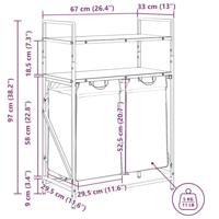 Wasmand 2 vakken met planken grijs sonoma eiken - thumbnail