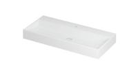 Wastafel United Porselein met 1 kraangat incl. porseleinen click plug en verborgen overloop systeem 100 cm x 45 cm x 11 cm Mat wit 0206072 - thumbnail