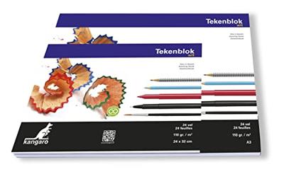 Kangaro k-5586 tekenblok a4+ (24x32cm) 110 gram 24 vel wit
