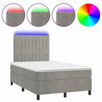 Boxspring met matras en LED fluweel lichtgrijs 120x200 cm - thumbnail