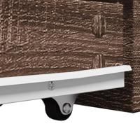 Badkamerkast smal met wielen bewerkt hout bruin eikenkleurig - thumbnail