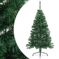 VidaXL Kunstkerstboom met standaard half 120 cm pvc groen - thumbnail
