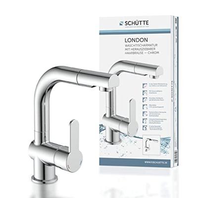 Wastafelkraan Schutte London Mengkraan Uittrekbare Uitloop Eéngreeps Met Click Waste Chroom