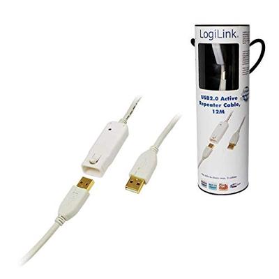 LogiLink UA0092 actieve repeaterkabel (12 m, USB 2.0), wit