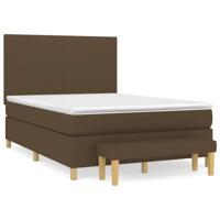 Boxspring met matras stof donkerbruin 140x190 cm - thumbnail