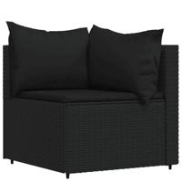 4-delige Loungeset met kussens poly rattan zwart - thumbnail