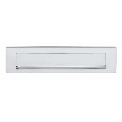 Intersteel Brievenbus met klep/regenrand chroom 325 x 76 mm - thumbnail